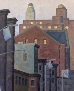 Lafayette AM 3, Study (Cityscape Oil Painting of Brooklyn Skyline)