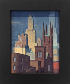 Ft. Greene 2, Study (Cityscape Oil Painting of Brooklyn Skyline)