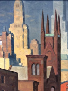 Ft. Greene 2, Study (Cityscape Oil Painting of Brooklyn Skyline)
