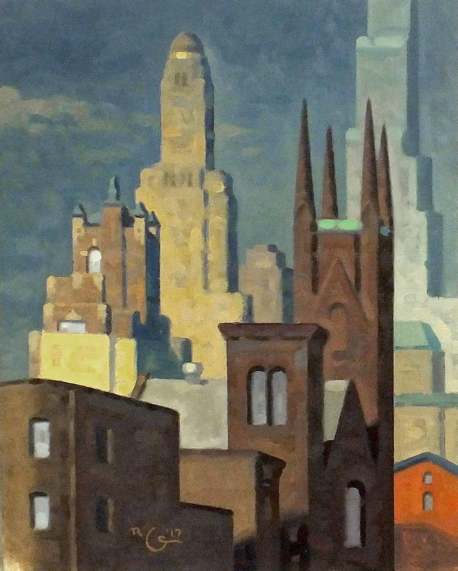 Ft. Greene 2, Study (Cityscape Oil Painting of Brooklyn Skyline) 3