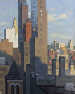 Livingston View, Study (Cityscape Oil Painting of Brooklyn Skyline)