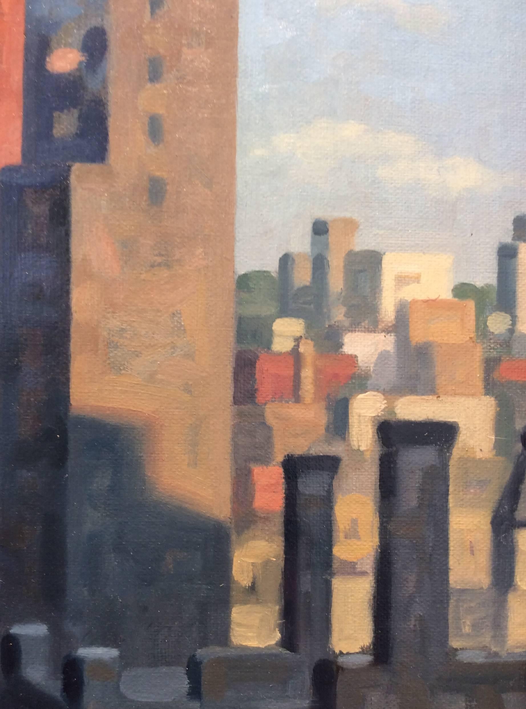 Livingston View, Study (Cityscape Oil Painting of Brooklyn Skyline) 1