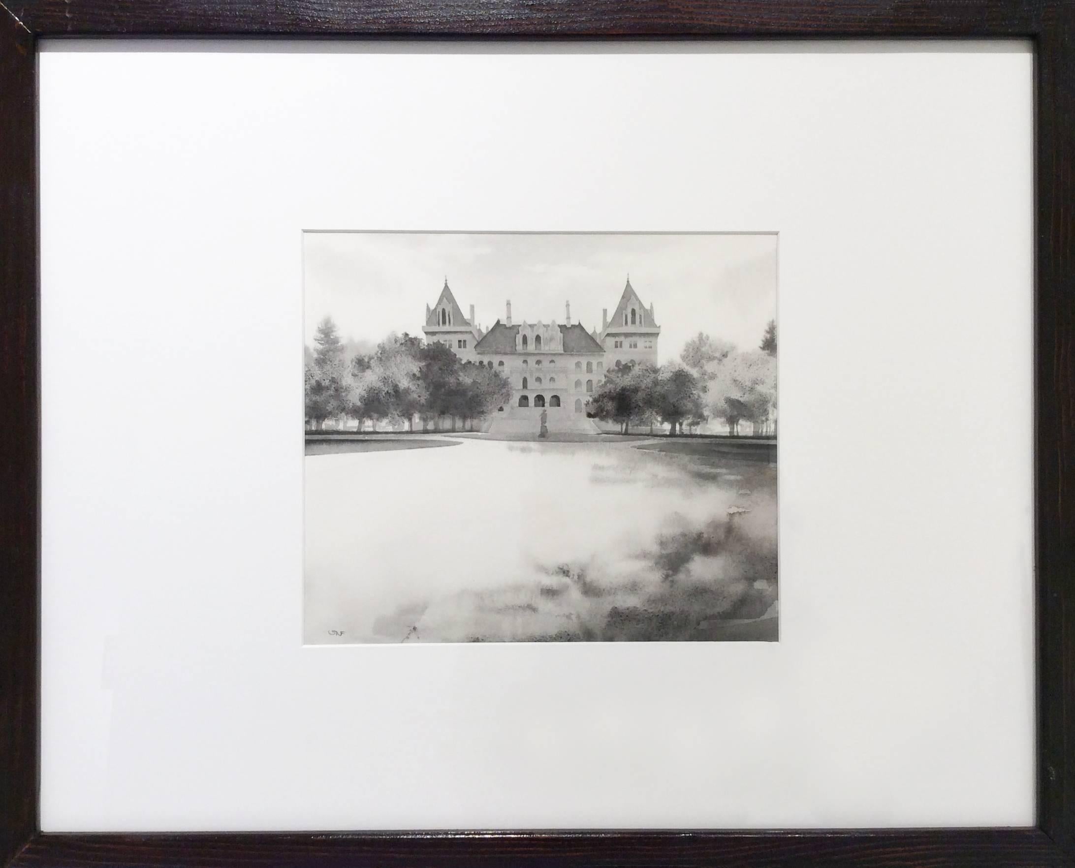 Capitol II  (Modern Realist Cityscape in Black & White Watercolor) - Art by Scott Nelson Foster