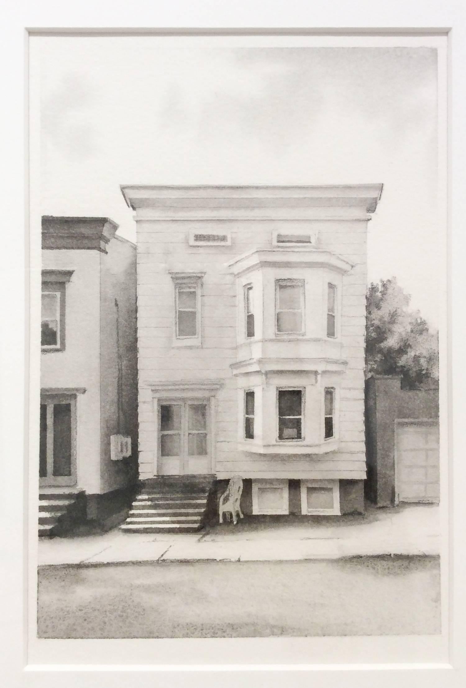Fourth Street IV  (Modern Realist Cityscape in Black & White Watercolor) - Beige Landscape Art by Scott Nelson Foster