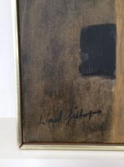 Ohne Titel: Gelbes und braunes Stilleben (kubistisch inspiriertes Ölgemälde, Leinen, 1969)