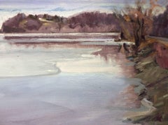 Cheviot in Winter (Country Landscape Painting of Hudson River in the Winter)
