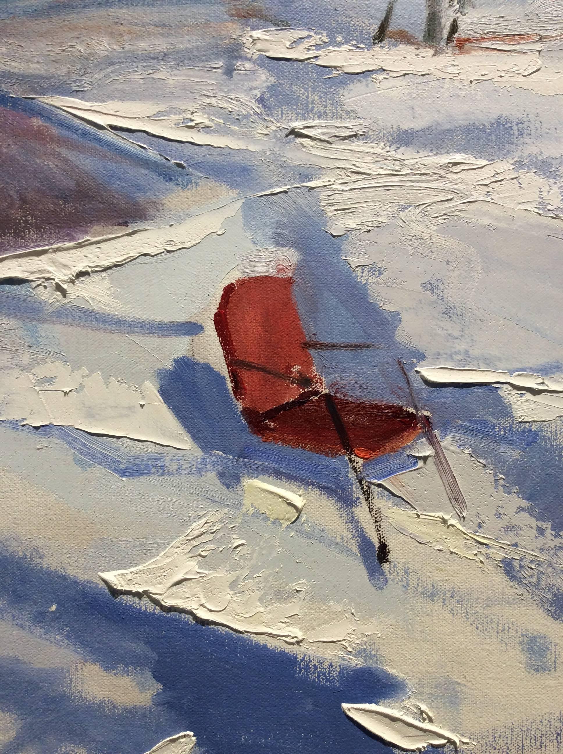 A Chair in Winter (Hudson Valley Landscape Painting of Country Wintertime Scene) 2