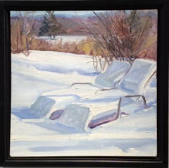 Salotti invernali (piccolo dipinto di paesaggio della Hudson Valley con scena invernale innevata)