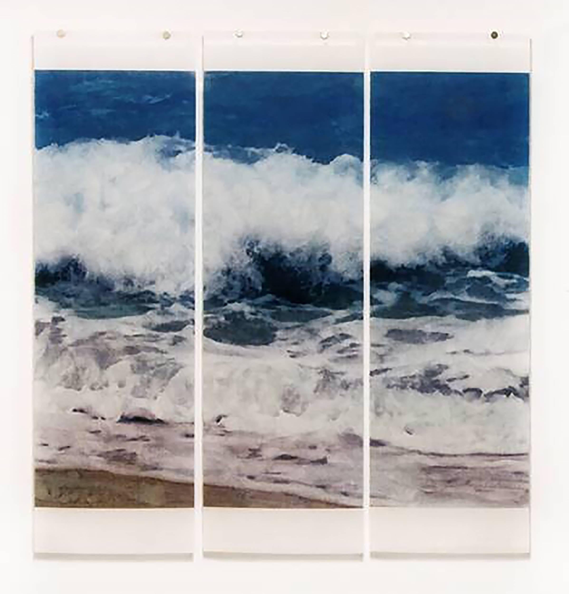 Warm Waters No. 19 (Nautical Style Photograph of Blue Ocean Waves on 3 Panels)
