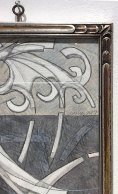 Arabesque 1 (Graphite Work on Paper in Vintage Frame)