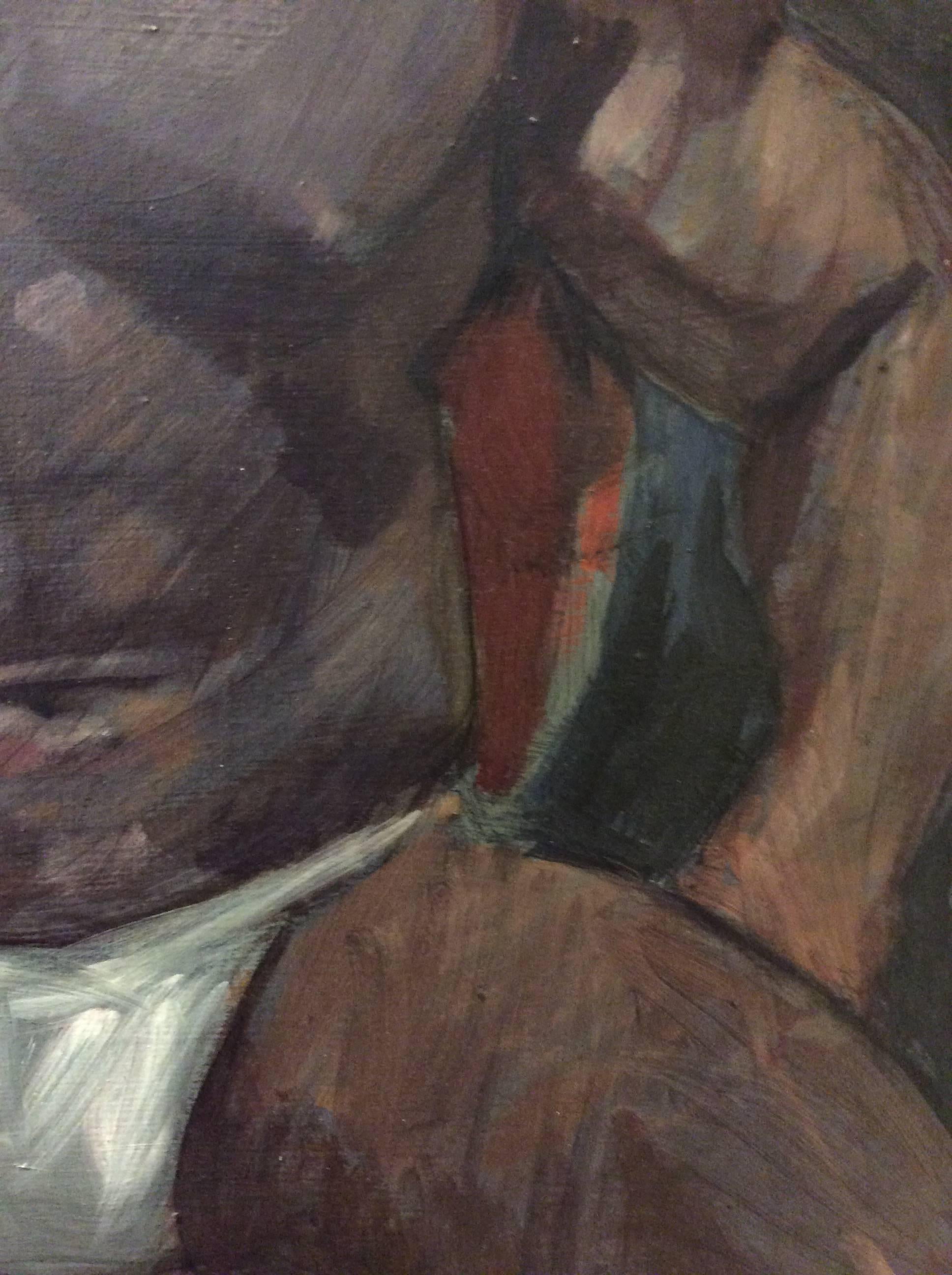 Portrait I ohne Titel (Porträtgemälde eines jungen kugelförmigen Mannes im akademischen Stil)  (Akademisch), Painting, von Mark Beard