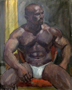 Portrait I sans titre (peinture de portrait de style académique d'un jeune homme musculaire) 