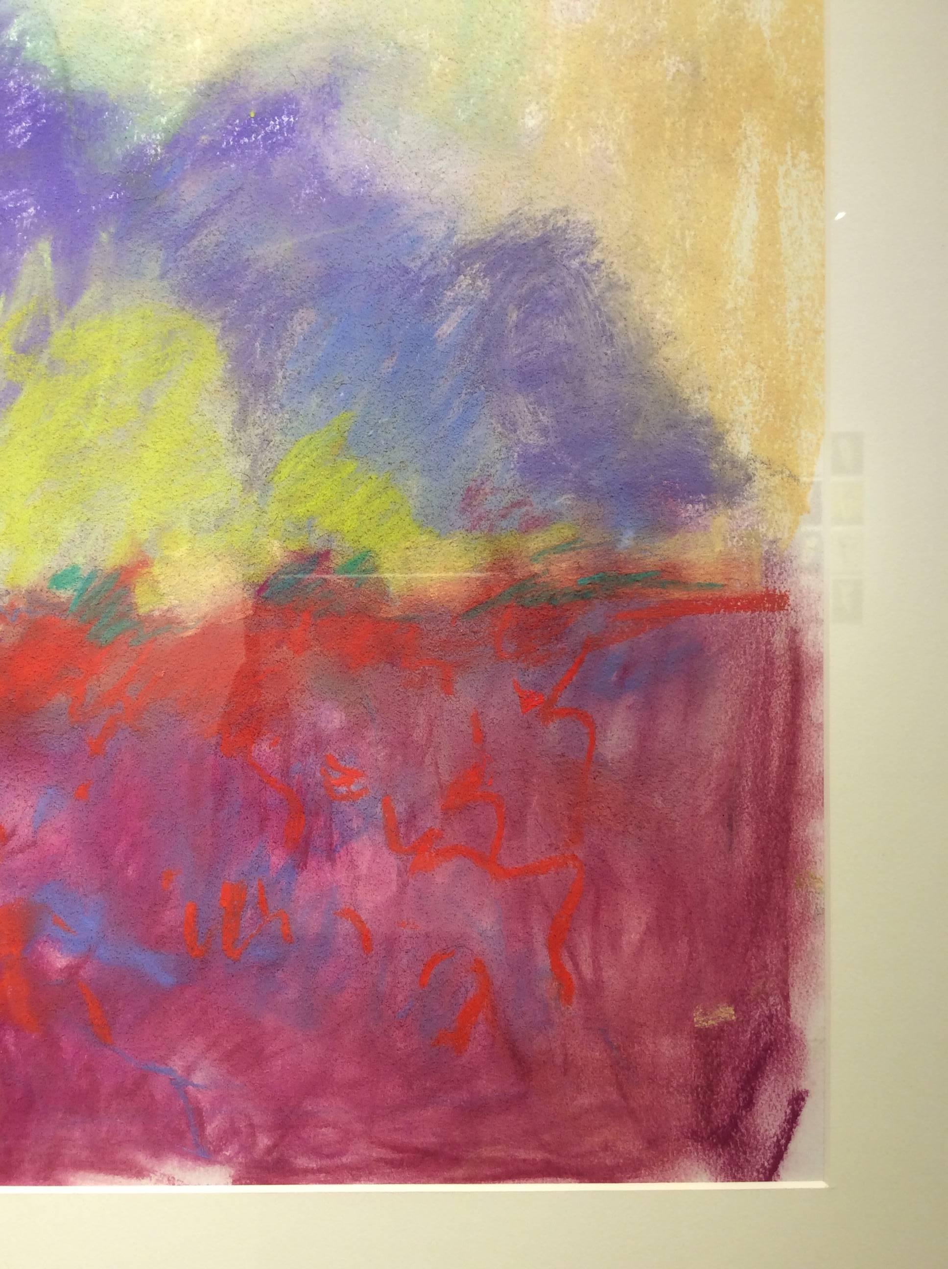 Red Clover Field (Ethereal Abstracted Landscape Pastel on Paper) - Contemporary Art by Nancy Rutter