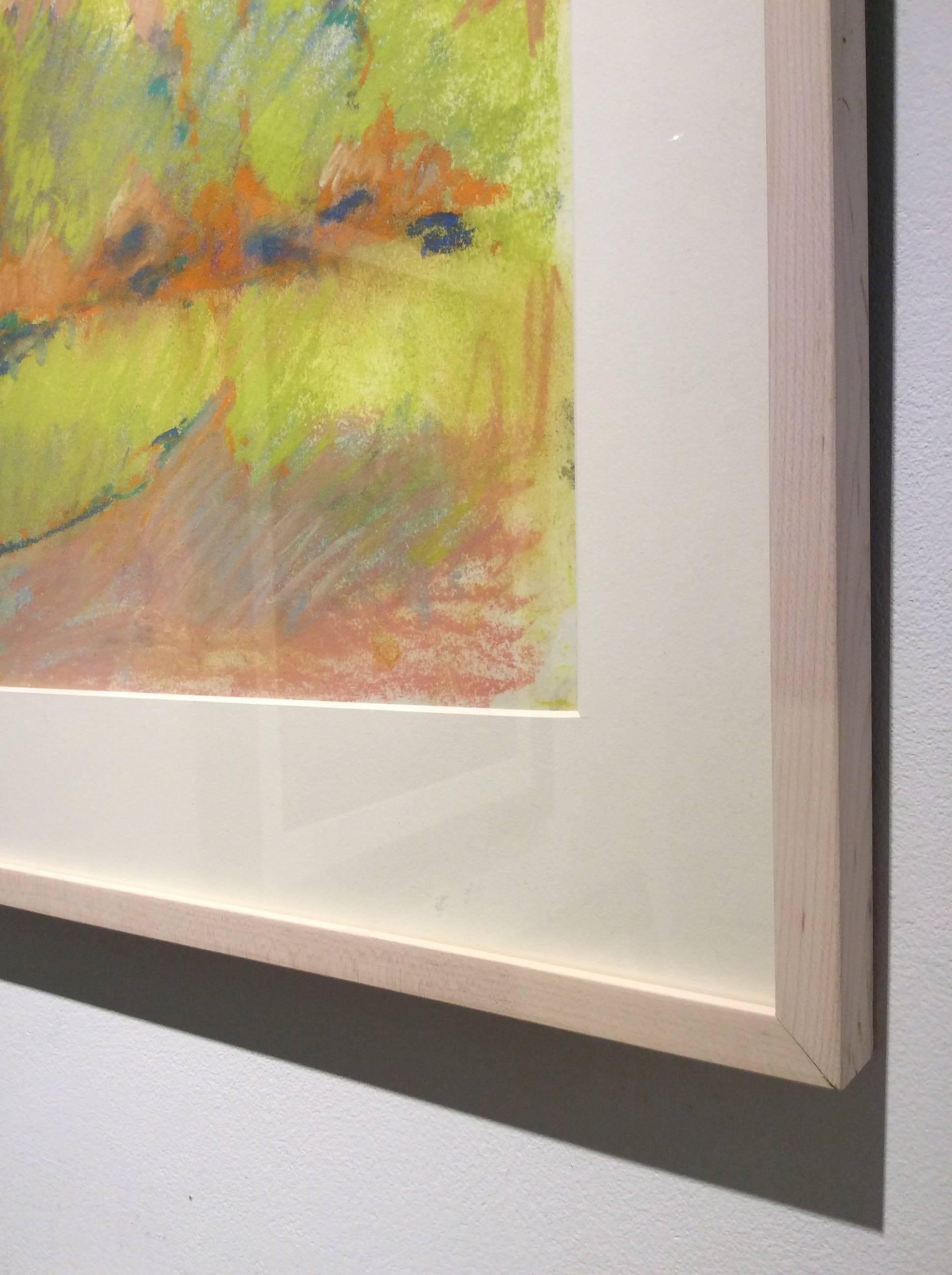 Yellow Field (Ethereal Abstracted Landscape Pastel on Paper) - Contemporary Art by Nancy Rutter