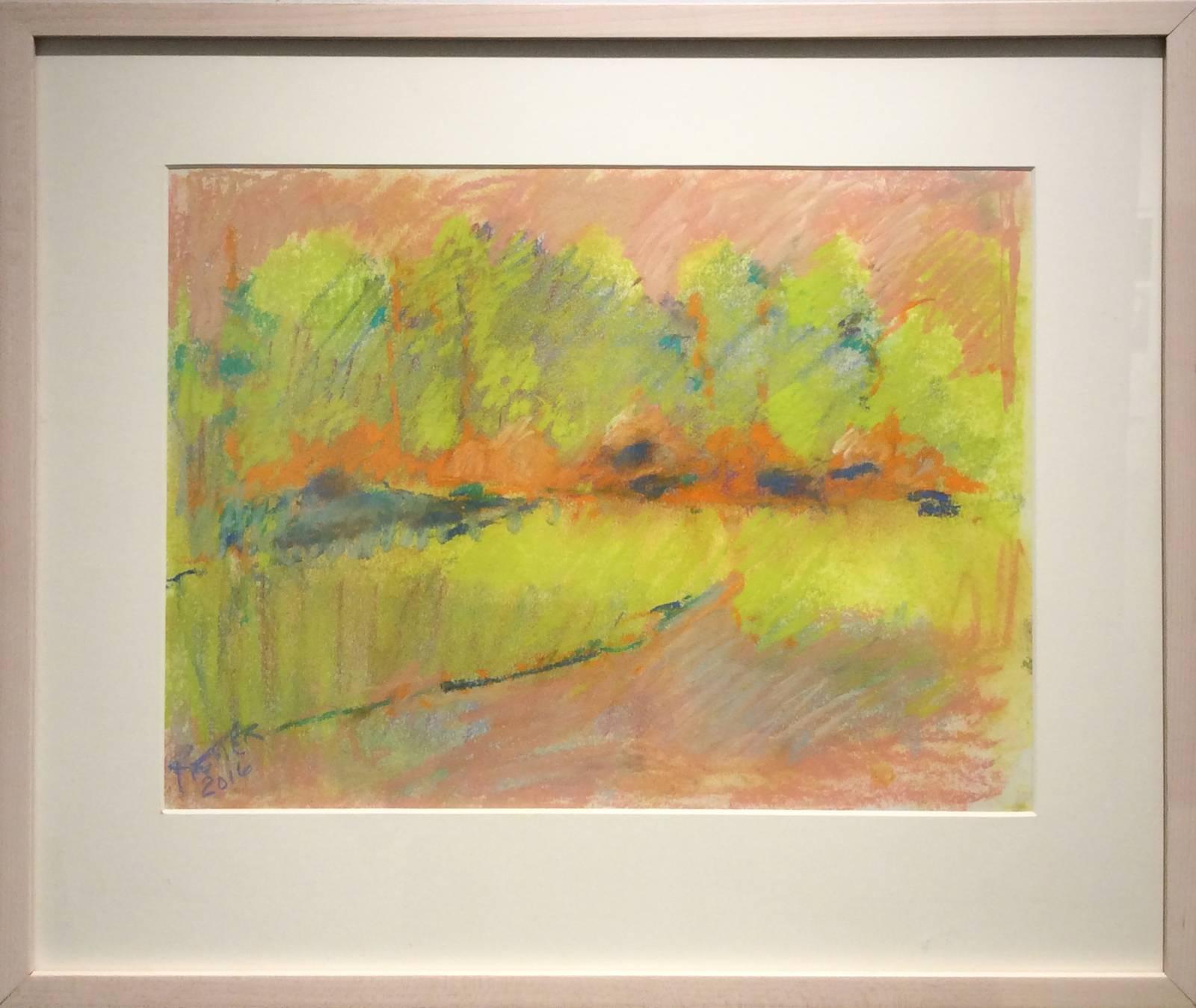 Yellow Field (Ethereal Abstracted Landscape Pastel on Paper) - Art by Nancy Rutter