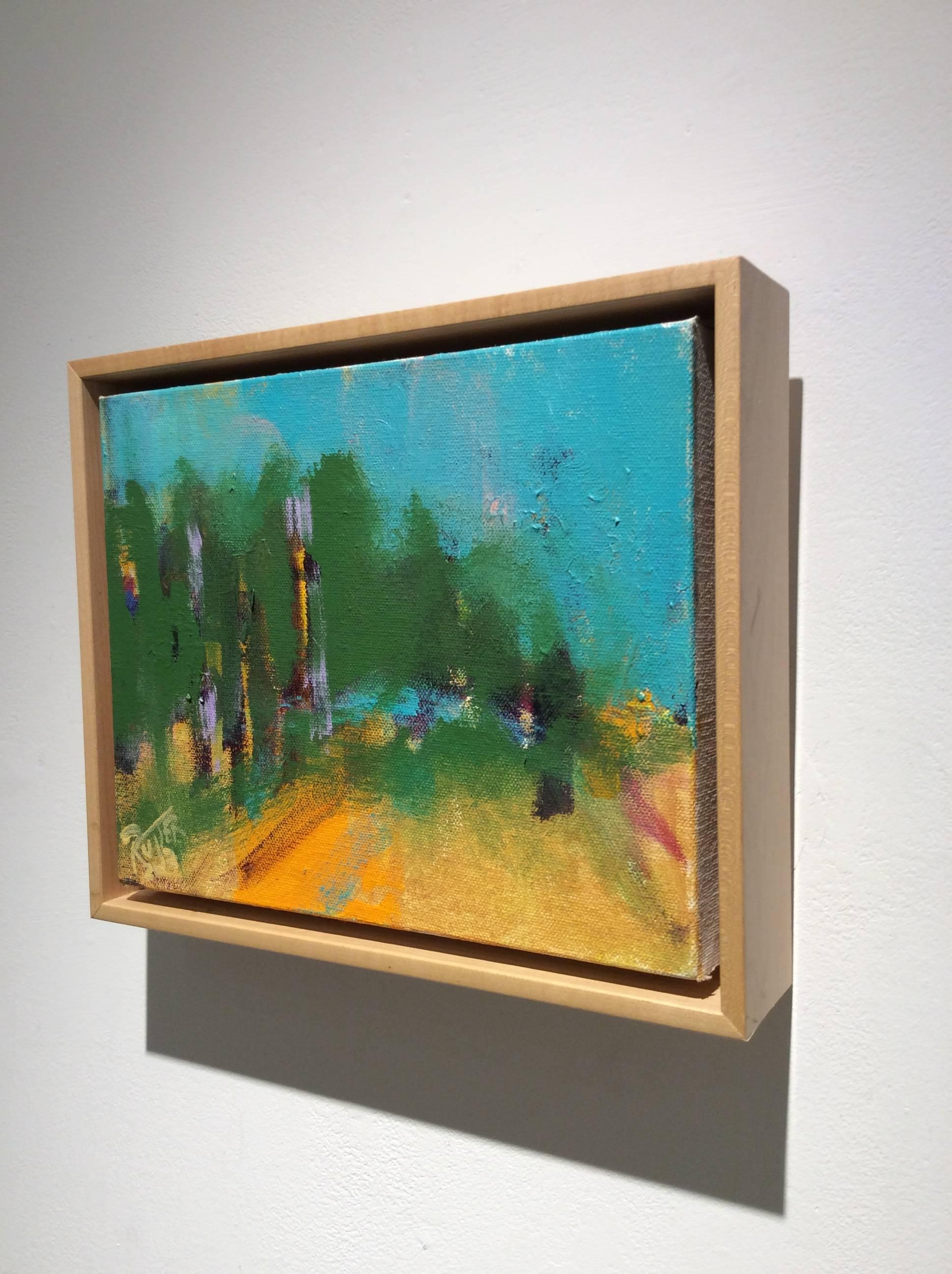 Grove in Overlook (Abstrakte Landschaft mit Gold auf Leinwand) (Zeitgenössisch), Painting, von Nancy Rutter