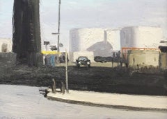 Greenpoint, Brooklyn, NY (En Plein Air Cityscape Painting in Black Wood Frame)