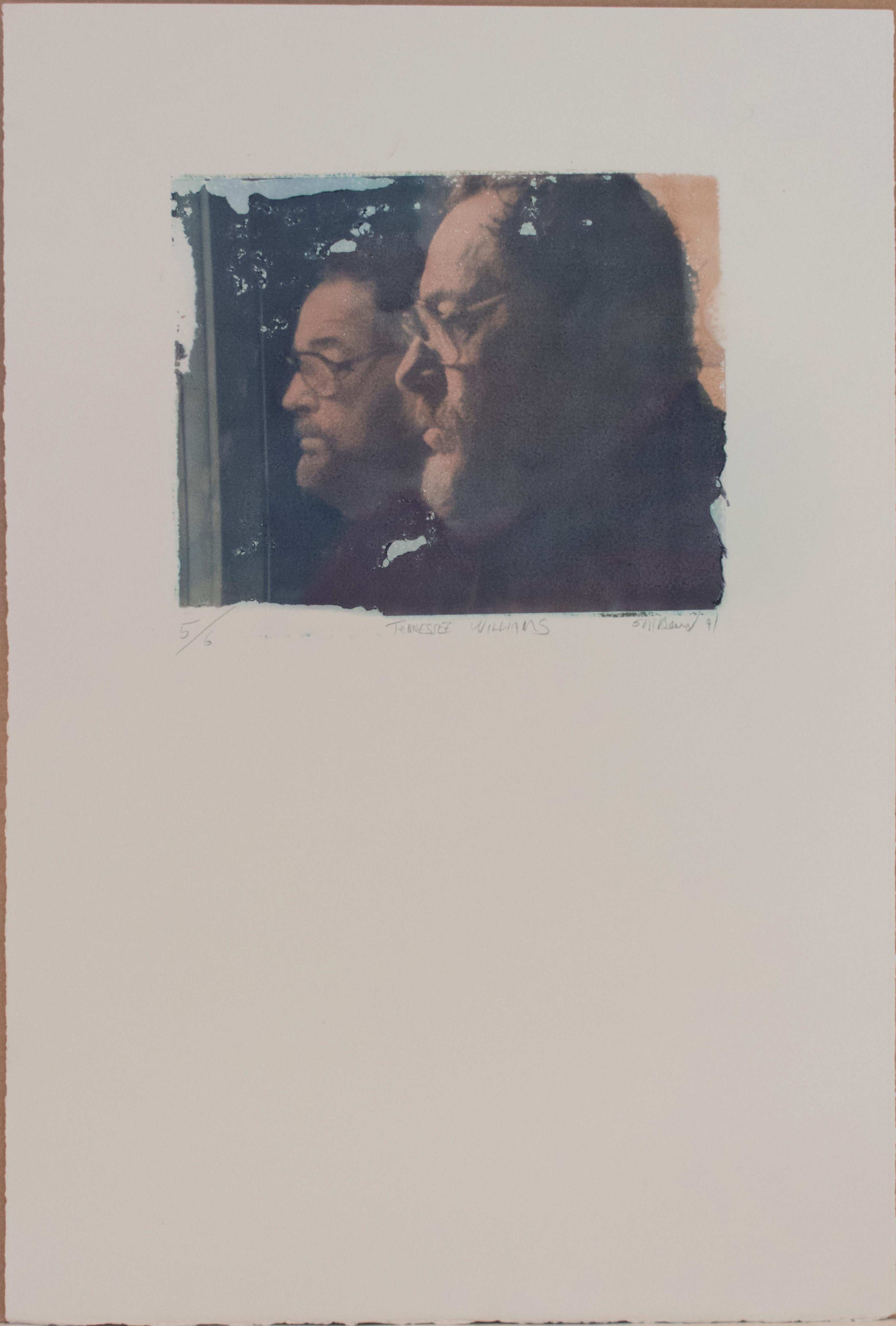 Tennessee Williams (Polaroid Transfer of American Playwright his Reflection) - Photograph by Mark Beard