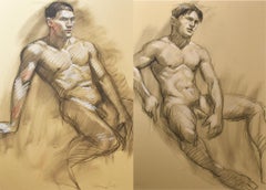 Charcoal Nude Drawings and Watercolors