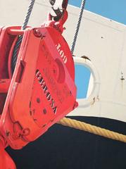 Gerosa (Nautical Photo Realist Painting of Industrial Ship with Red Hook)