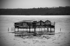 Mudflat House (Black & White Landscape Photograph of a House in Water)