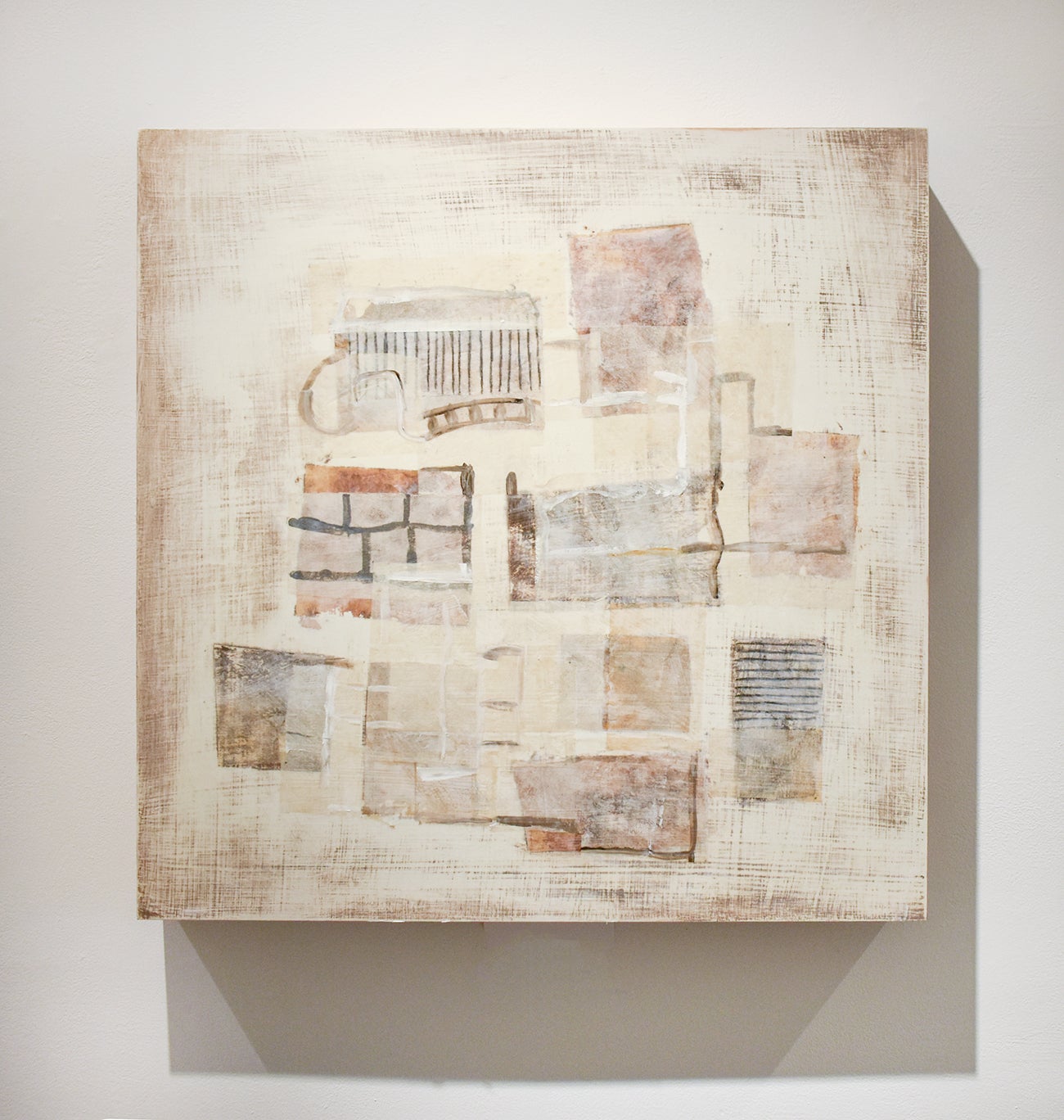 Donise English Brown Yellow White Neutral Abstract Mixed Media