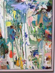 Subtropical (Abstract Expressionist Painting on Canvas in Teal, Green, Orange)