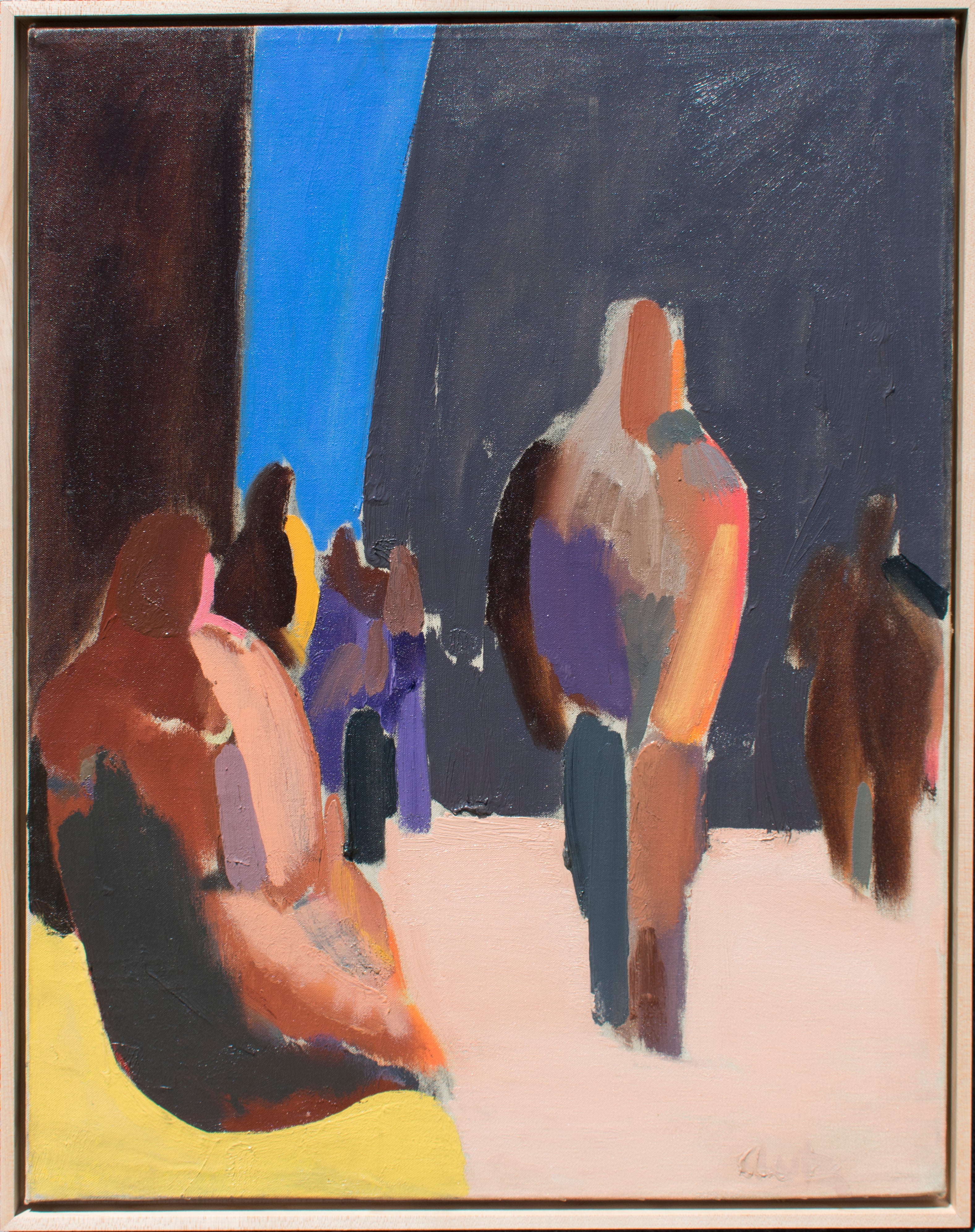 William Clutz Downtown Park Figures Mid Century Abstract Figurative Painting By William Clutz For Sale At 1stdibs