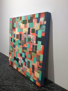 Southernmost Painting: Colorful Abstract Geometric Mixed Media Painting on Panel