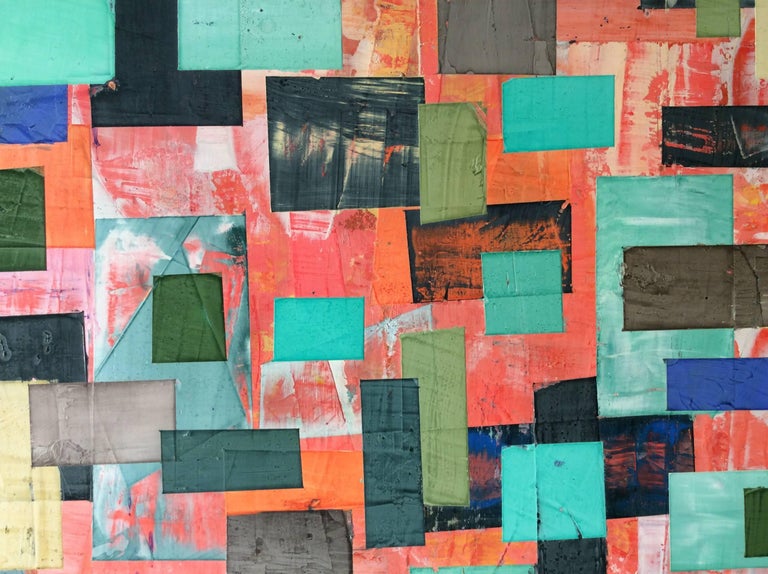 Southernmost Painting: Colorful Abstract Geometric Mixed Media Painting on Panel For Sale 1