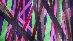 Untitled 017 (Abstract, Mid-Century Modern, Vertical Magenta & Green Stripes)