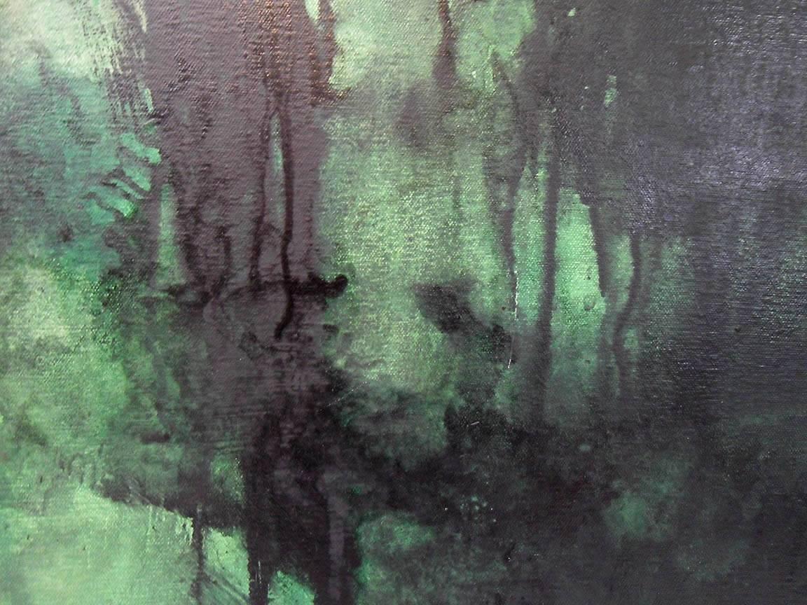 Abanicos #5: Pintura moderna de estilo expresionista abstracto en verde y negro - Abstract Painting Negro de Christopher Engel