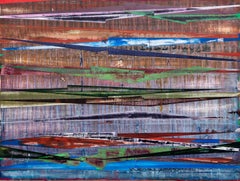 East-West #3 (Colorful Multi-Layered Abstract, Mixed Media Painting on Panel)