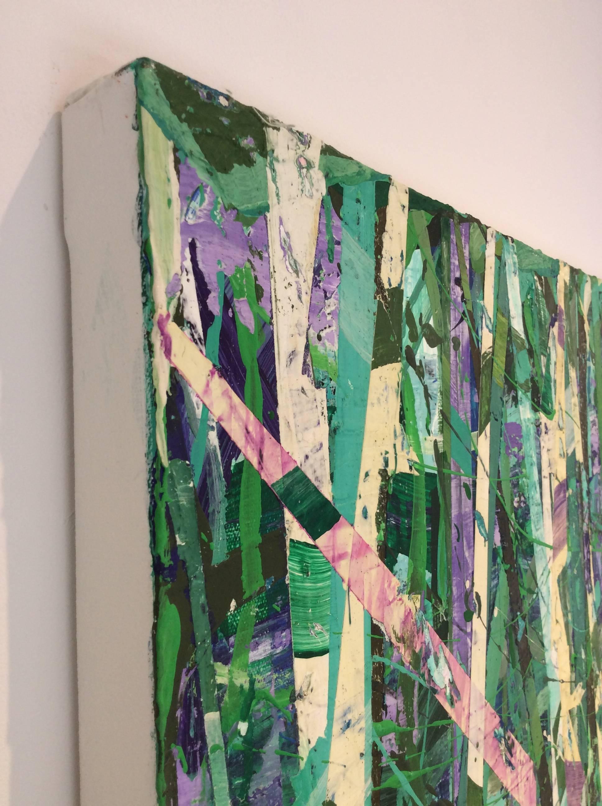Pittura moderna e astratta a tecnica mista su tela con sfumature di verde acqua, turchese, giallo e verde.
40 x 30 pollici
acrilico, gesso pigmentato, cera su tela
Pronto per essere appeso così com'è.

Vincent Pomilio è un maestro quando si tratta