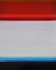 Gradience (Modern Color Field Red, White & Blue Painting on Canvas)