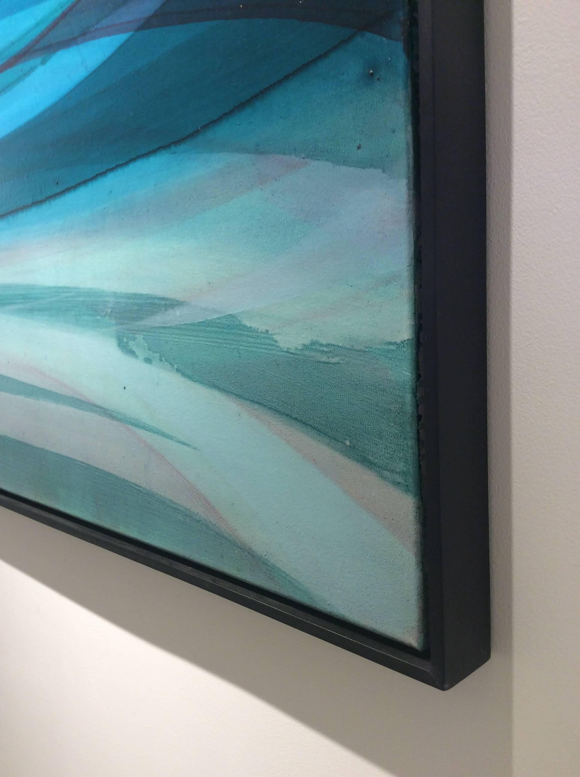 Vortices (peinture de champ de couleurs abstraite minimaliste en aquarelle, bleu foncé et noir) - Contemporain Painting par Shawn Snow