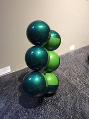 On the Verge (Mid Century Modern Inspired Stacked Balancing Balls in Dark Green)
