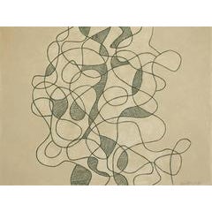 Untitled 10 (Minimalist Line Drawing on Arches Paper in Graphite Gray) 2