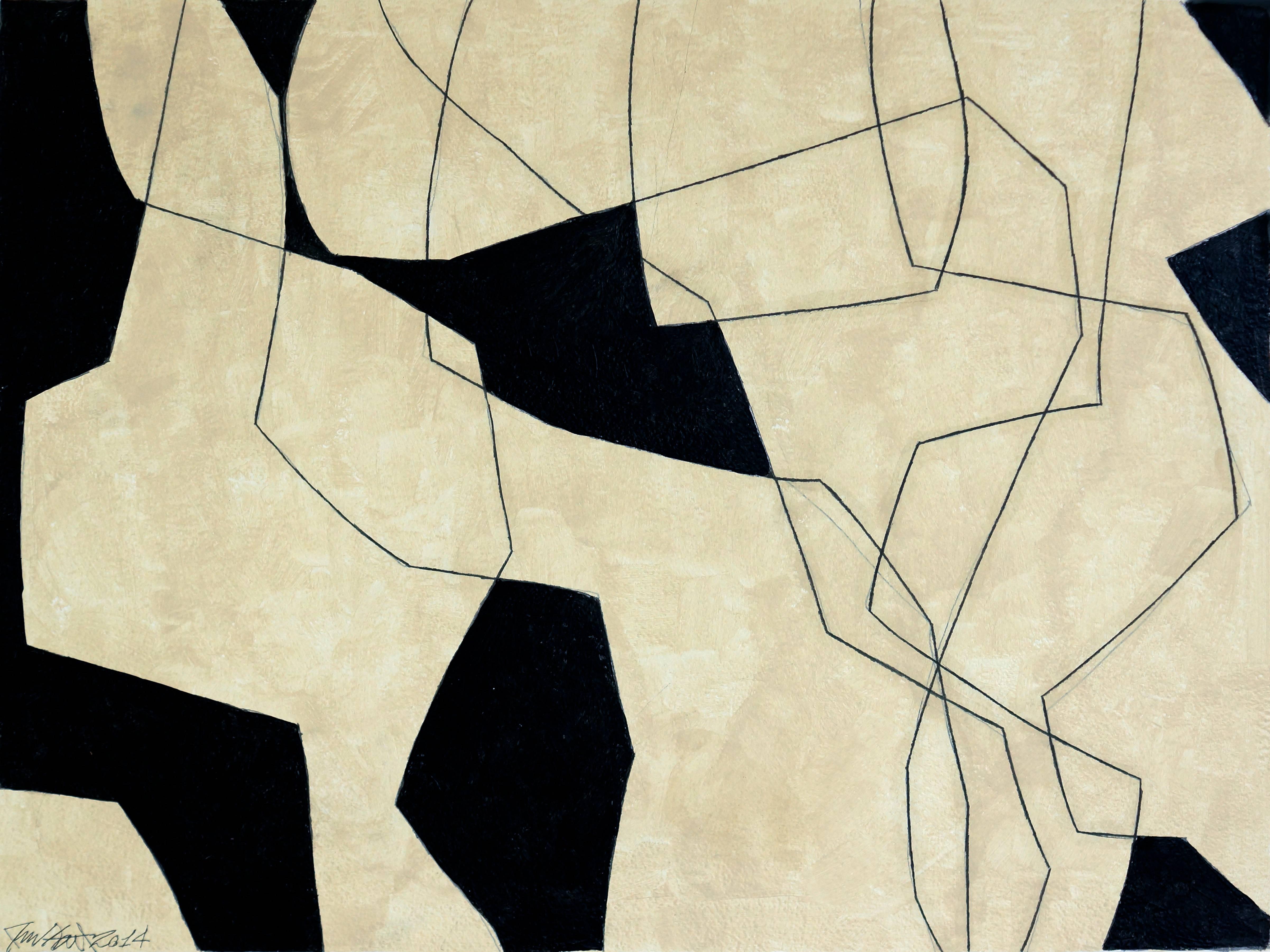 Ralph Stout Abstract Drawing - Untitled 5 (Abstract Black and White Line Drawing on Arches Paper)