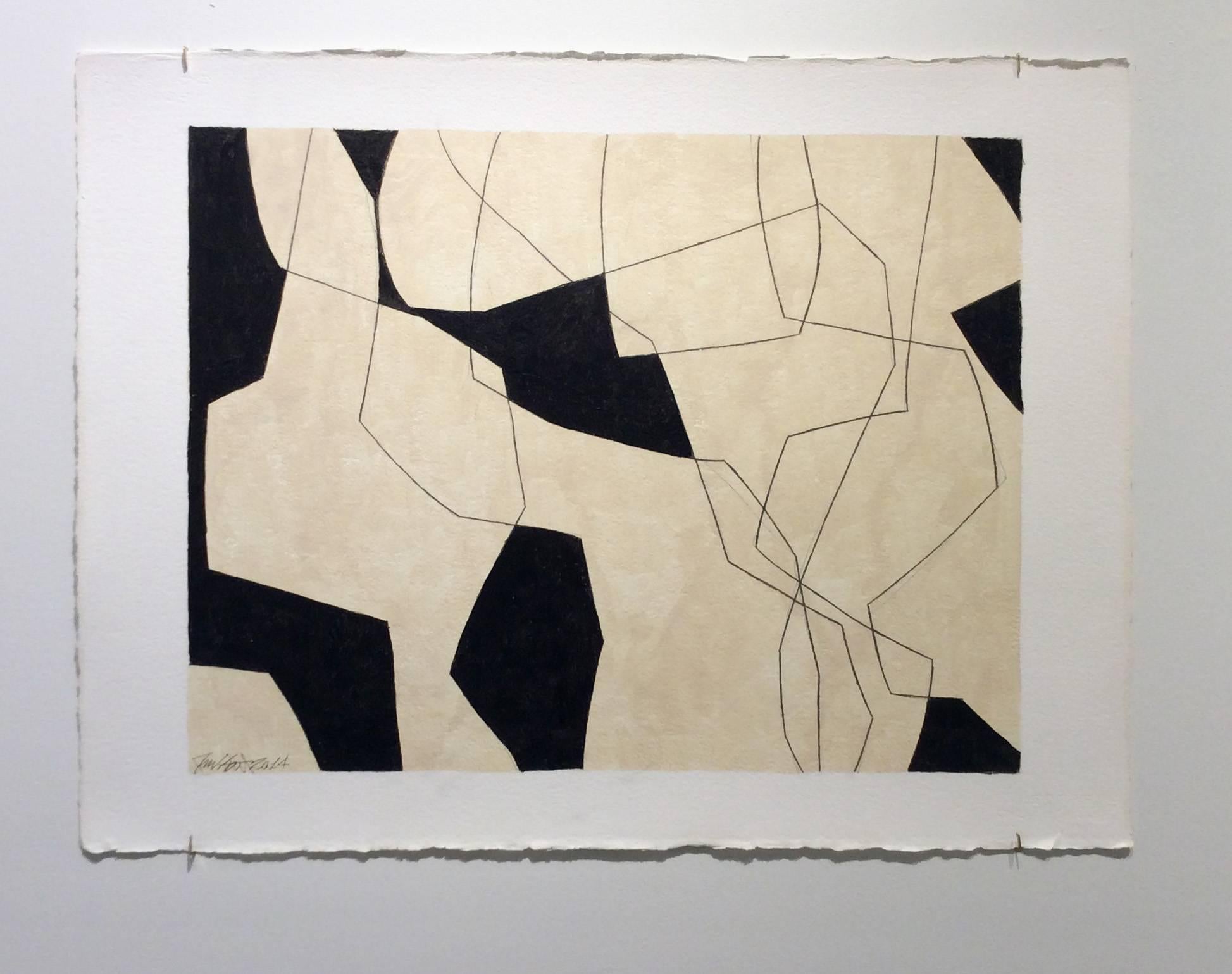 Untitled 5 (Abstract Black and White Line Drawing on Arches Paper) - Art by Ralph Stout