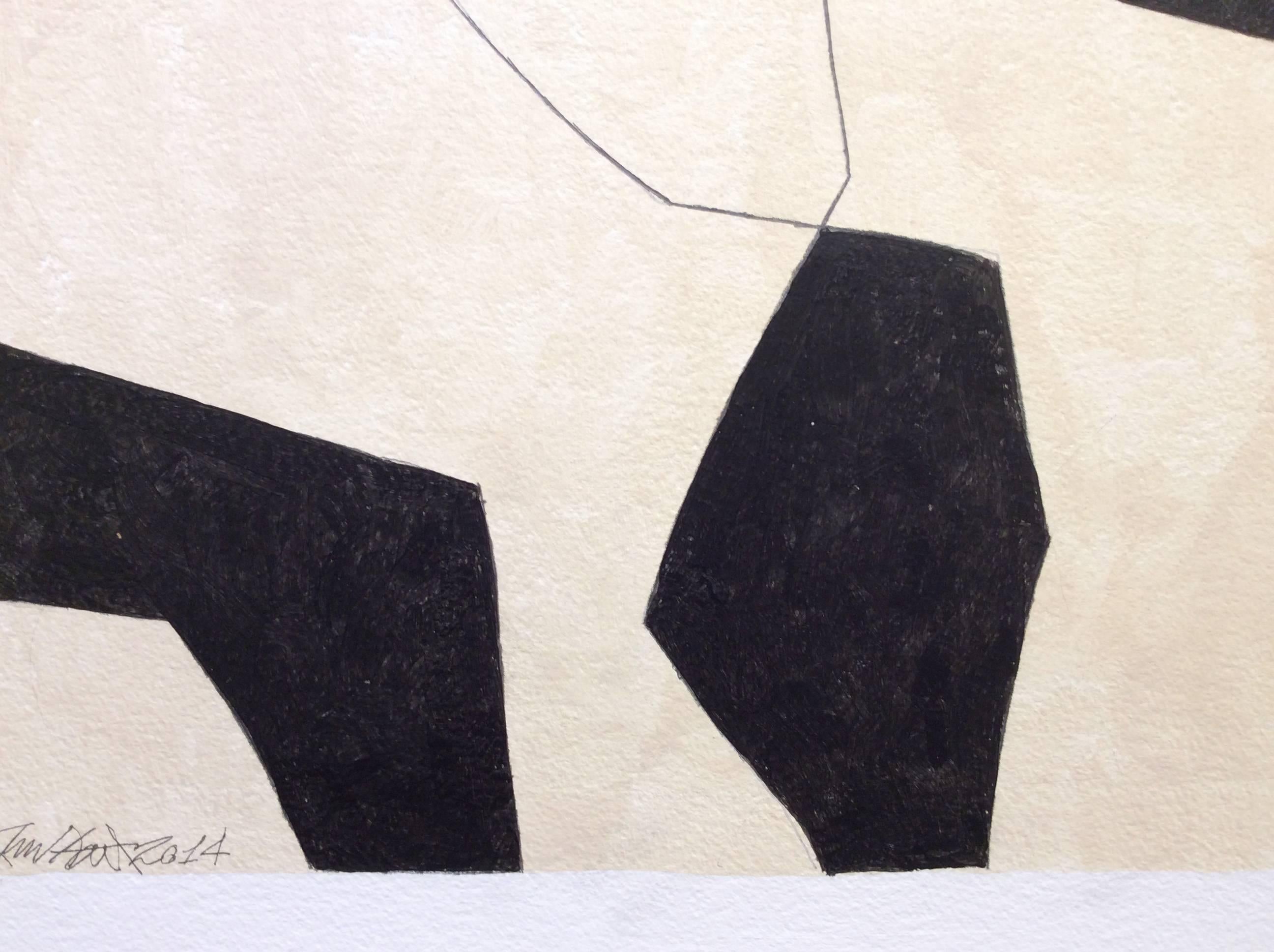 Untitled 5 (Abstract Black and White Line Drawing on Arches Paper) - Minimalist Art by Ralph Stout