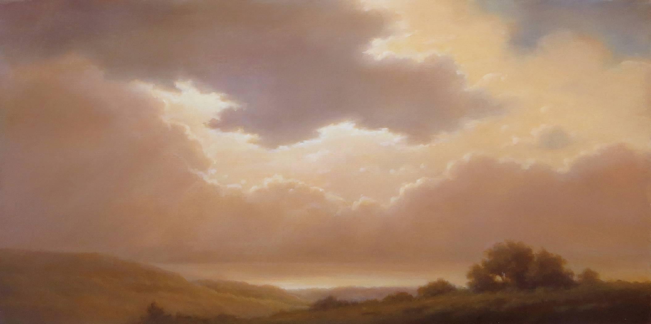 Jane Bloodgood-Abrams Landscape Painting - Emerging Light Over the River (Traditional Hudson River Landscape Oil Painting)