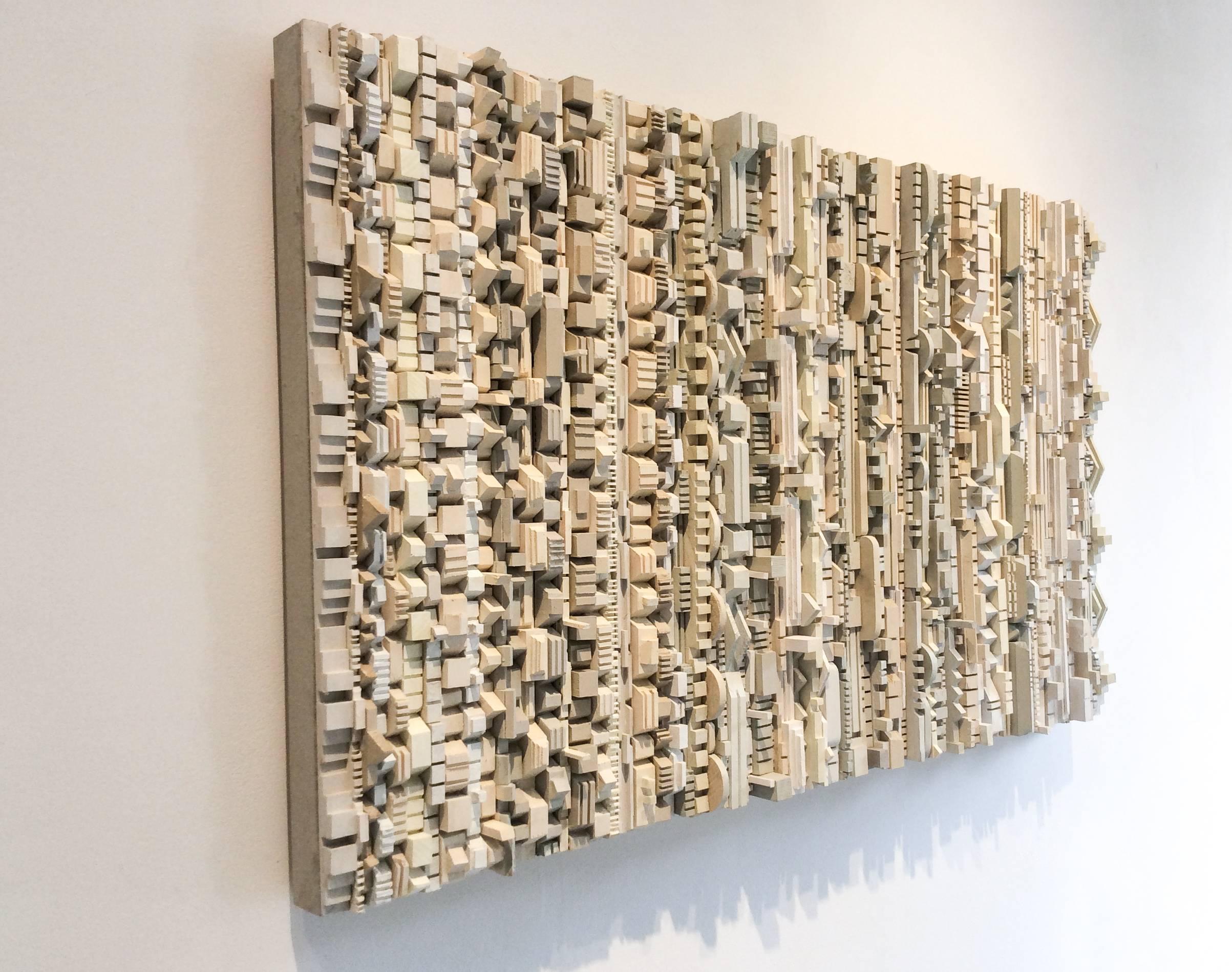 24 x 40  inches  acrylic, incised wooden wall sculpture

Stephen Walling’s painted wood constructions incorporate both a playful usage of color with geometry and a dialogue with nature using an oftentimes monochromatic color scheme. Walling