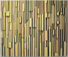 Light & Shadow (Modern, Abstract 3-D Wall Sculpture in Bright Yellow & Green)