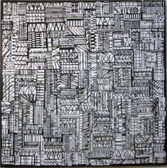 Korhago (sculpture murale abstraite en bois noir et blanc)