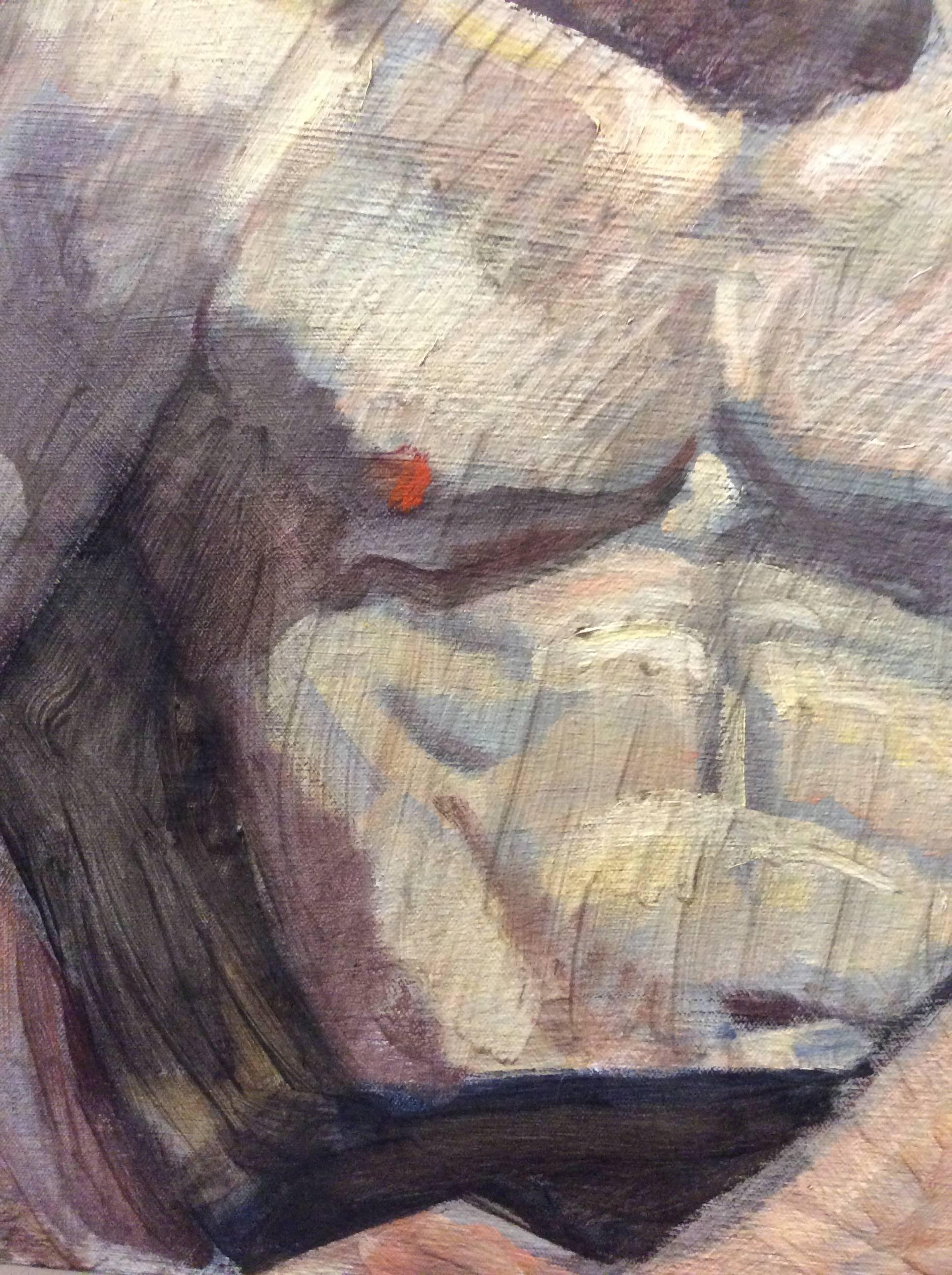 shirtless man painting