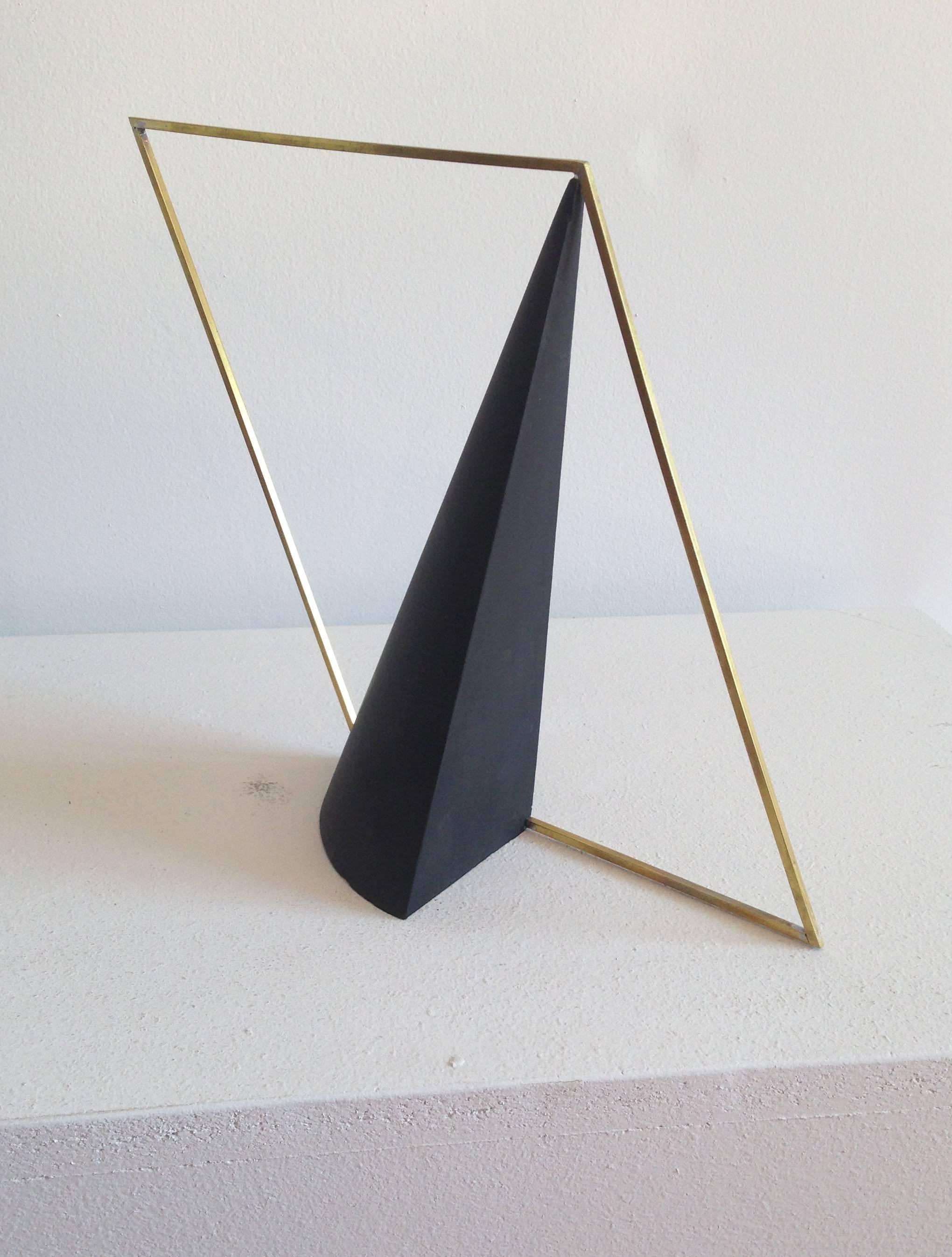 Night Watch (Abstract Mid Century Modern Inspired Small Table Sculpture) - Brown Abstract Sculpture by Leon Smith