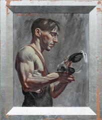 Wrestler with Cap (Contemporary Oil Portrait of a Male Athlete)
