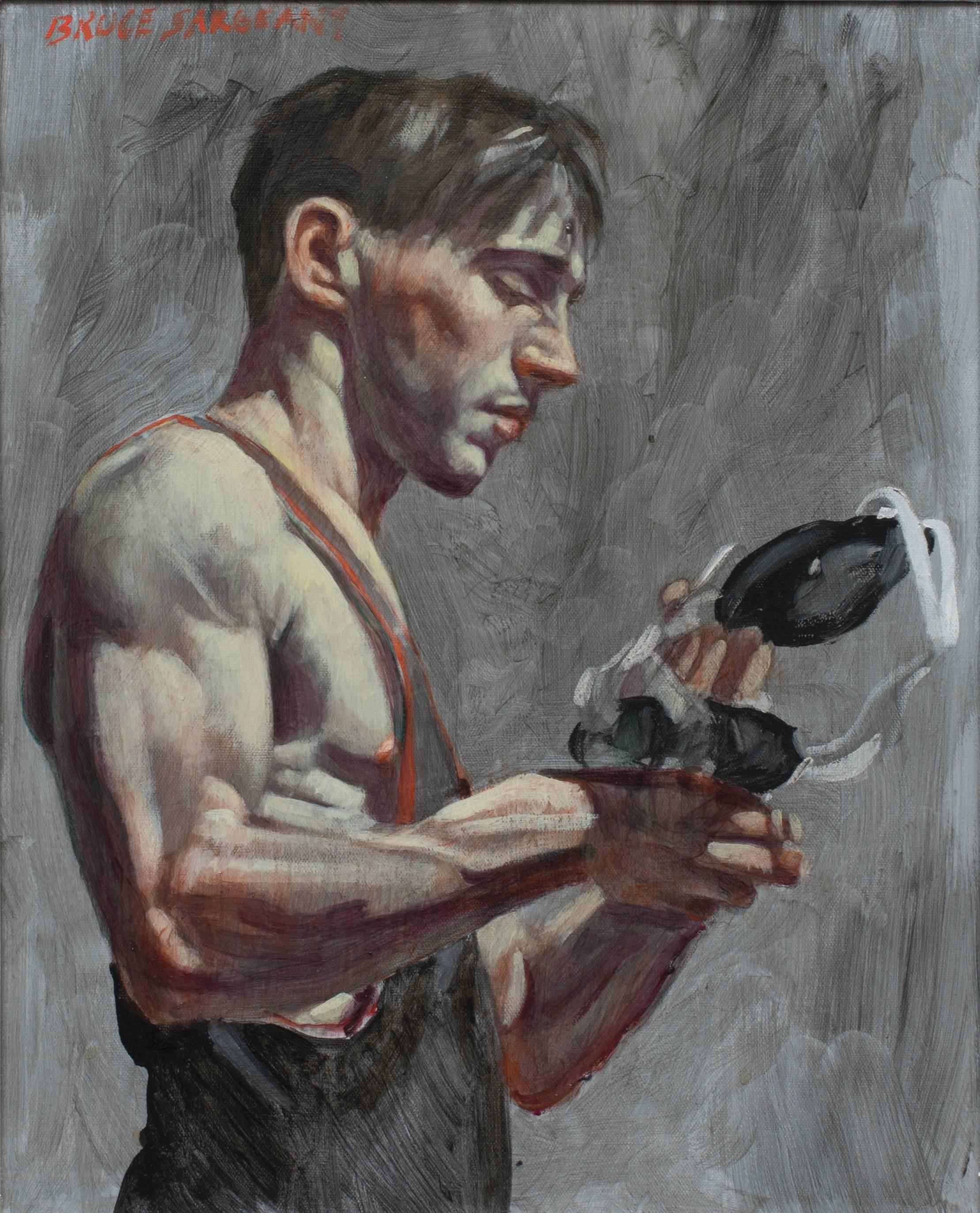 Wrestler with Cap (Contemporary Oil Portrait of a Male Athlete) - Painting by Mark Beard