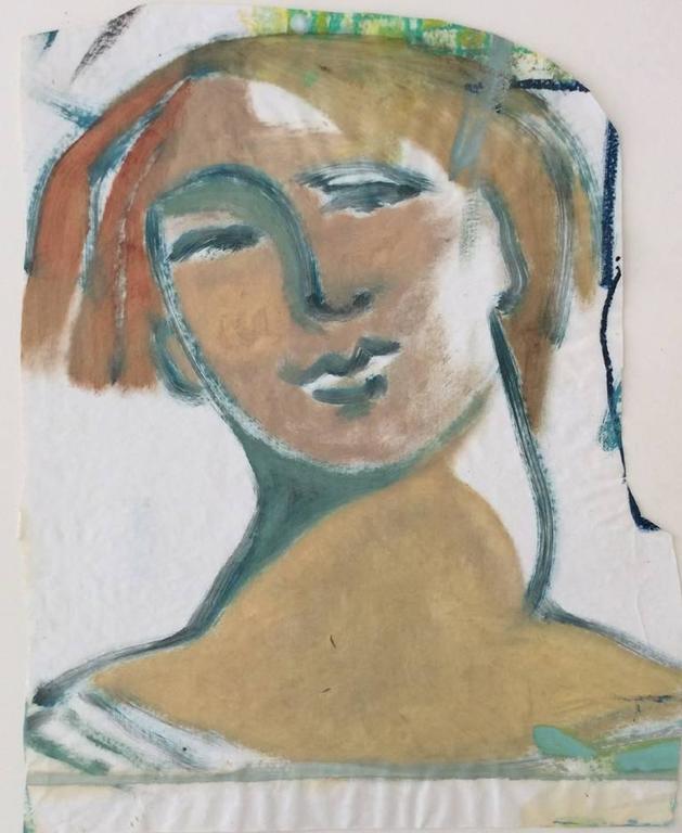 The Naked Truth (Expressionist Gestural Portrait of Female Figure, Custom Frame) - Painting by Marion Vinot